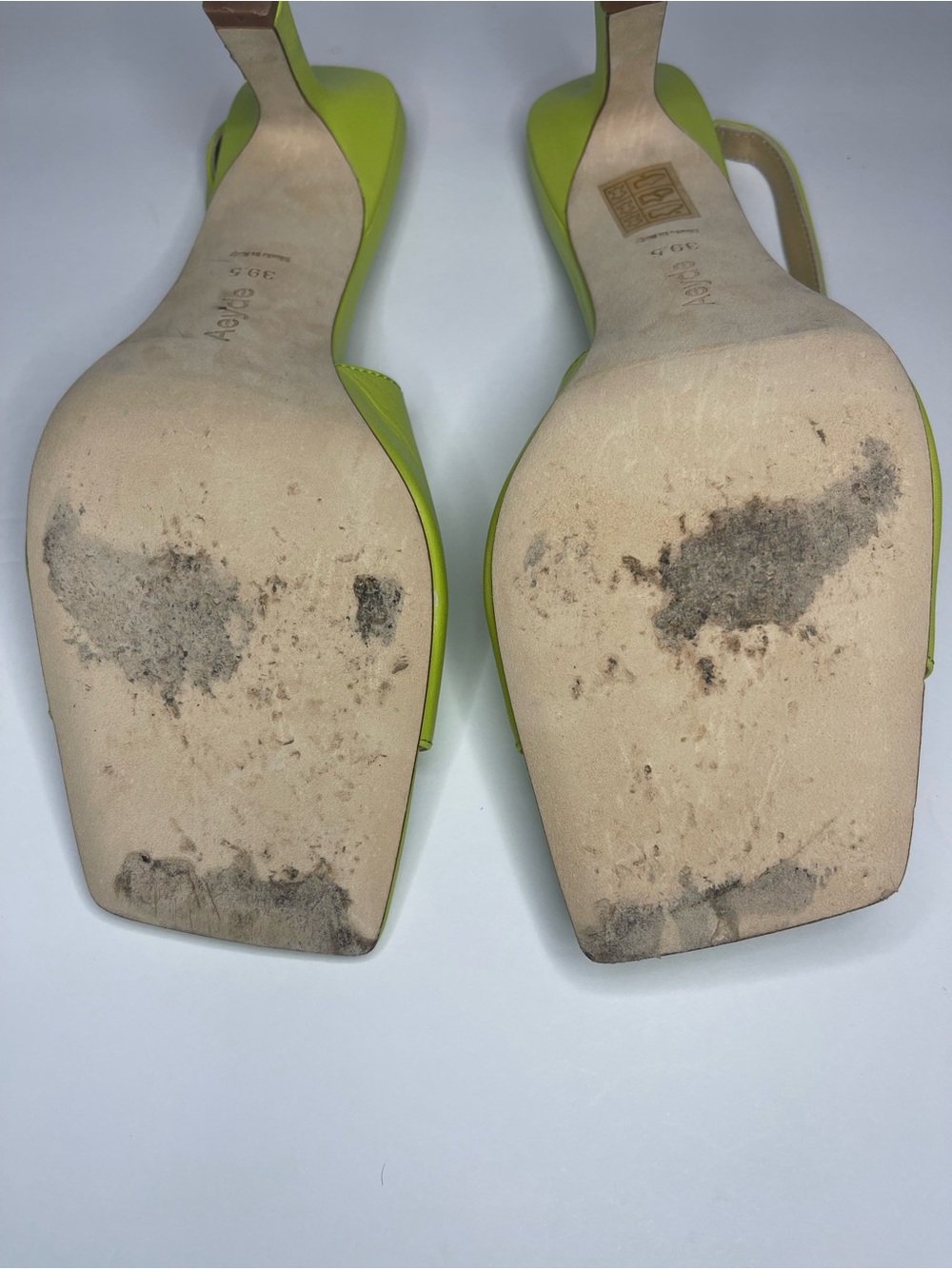 Aeyde Apple Green Juno Slingback Sandals Kitten Heel Square Toe size US 8.5 - Picture 9 of 9
